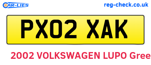 PX02XAK are the vehicle registration plates.