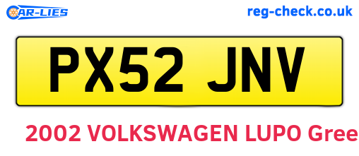 PX52JNV are the vehicle registration plates.
