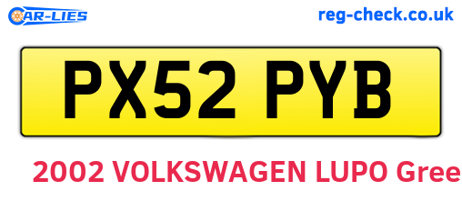 PX52PYB are the vehicle registration plates.