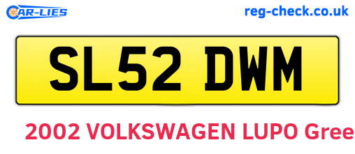 SL52DWM are the vehicle registration plates.