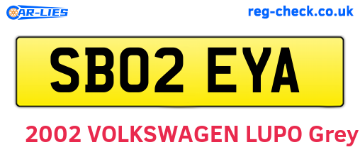 SB02EYA are the vehicle registration plates.
