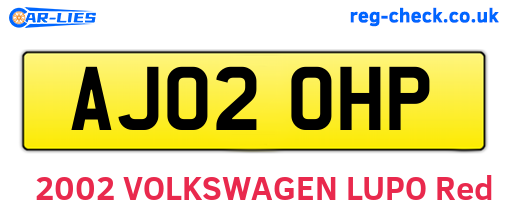 AJ02OHP are the vehicle registration plates.