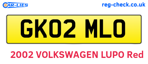 GK02MLO are the vehicle registration plates.