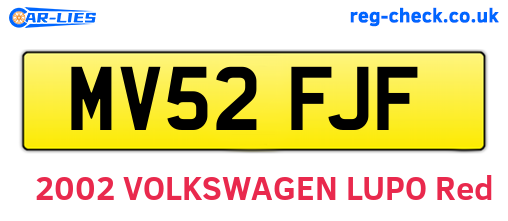 MV52FJF are the vehicle registration plates.