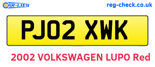 PJ02XWK are the vehicle registration plates.