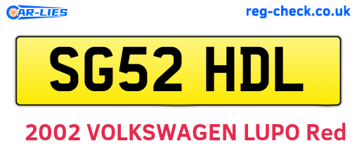 SG52HDL are the vehicle registration plates.
