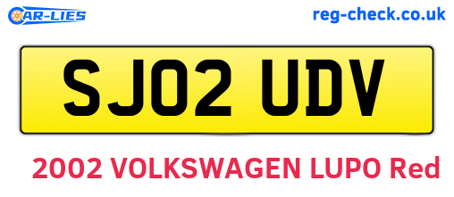 SJ02UDV are the vehicle registration plates.