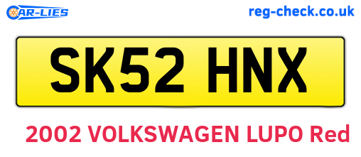 SK52HNX are the vehicle registration plates.