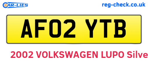 AF02YTB are the vehicle registration plates.