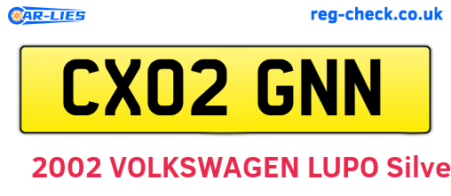 CX02GNN are the vehicle registration plates.