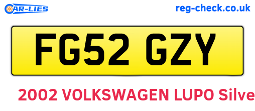 FG52GZY are the vehicle registration plates.
