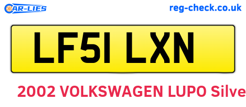 LF51LXN are the vehicle registration plates.