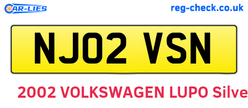 NJ02VSN are the vehicle registration plates.