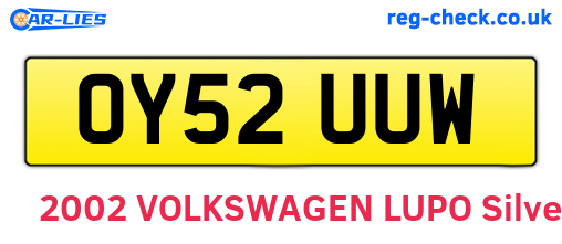 OY52UUW are the vehicle registration plates.