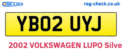 YB02UYJ are the vehicle registration plates.