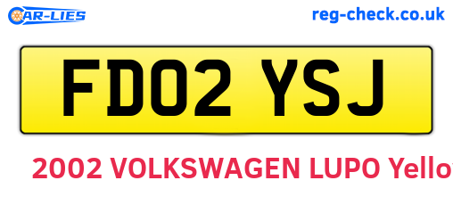 FD02YSJ are the vehicle registration plates.