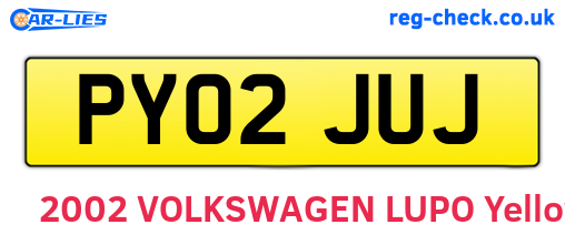 PY02JUJ are the vehicle registration plates.