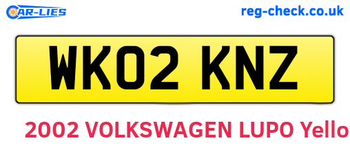 WK02KNZ are the vehicle registration plates.
