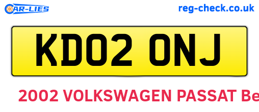 KD02ONJ are the vehicle registration plates.