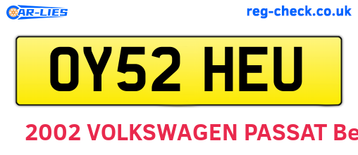OY52HEU are the vehicle registration plates.