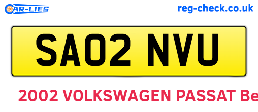 SA02NVU are the vehicle registration plates.