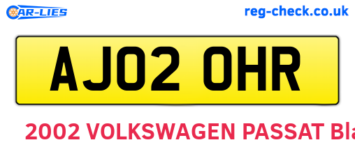 AJ02OHR are the vehicle registration plates.