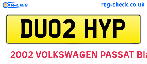 DU02HYP are the vehicle registration plates.