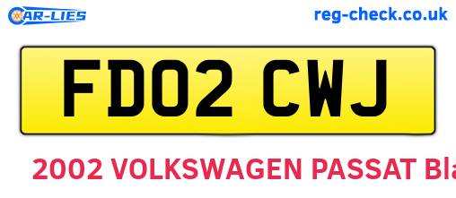FD02CWJ are the vehicle registration plates.