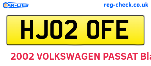 HJ02OFE are the vehicle registration plates.