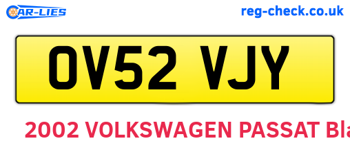 OV52VJY are the vehicle registration plates.