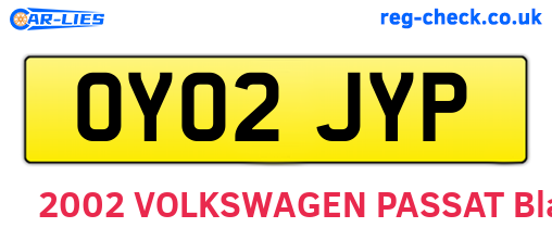 OY02JYP are the vehicle registration plates.