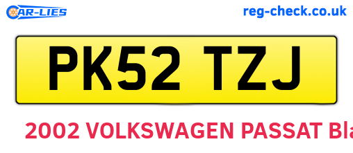 PK52TZJ are the vehicle registration plates.