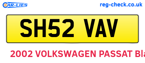 SH52VAV are the vehicle registration plates.