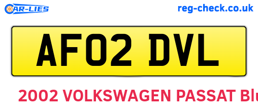 AF02DVL are the vehicle registration plates.
