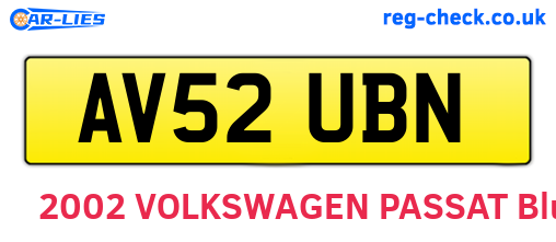AV52UBN are the vehicle registration plates.