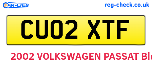 CU02XTF are the vehicle registration plates.