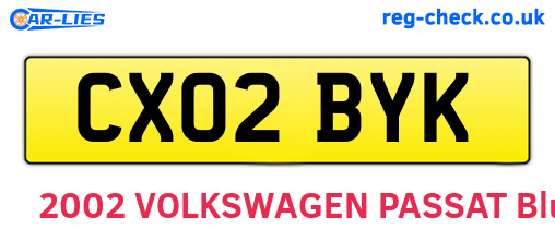 CX02BYK are the vehicle registration plates.