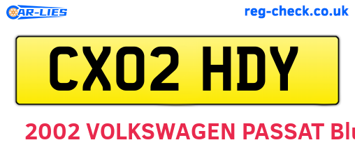 CX02HDY are the vehicle registration plates.