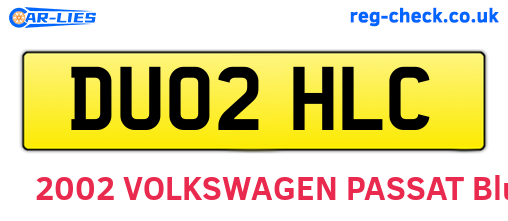 DU02HLC are the vehicle registration plates.