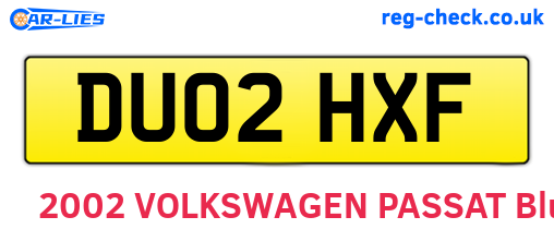DU02HXF are the vehicle registration plates.