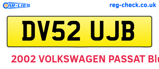 DV52UJB are the vehicle registration plates.