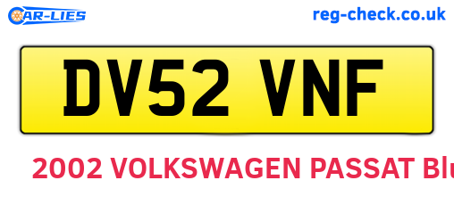 DV52VNF are the vehicle registration plates.