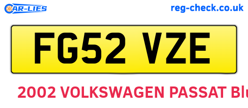 FG52VZE are the vehicle registration plates.