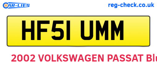 HF51UMM are the vehicle registration plates.