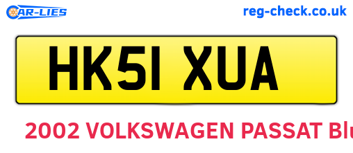 HK51XUA are the vehicle registration plates.