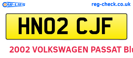 HN02CJF are the vehicle registration plates.
