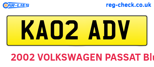 KA02ADV are the vehicle registration plates.