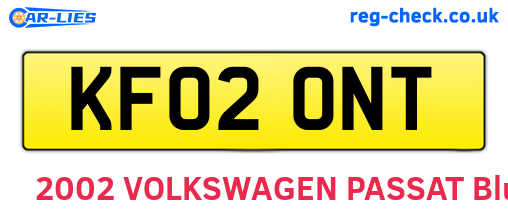 KF02ONT are the vehicle registration plates.