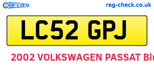 LC52GPJ are the vehicle registration plates.