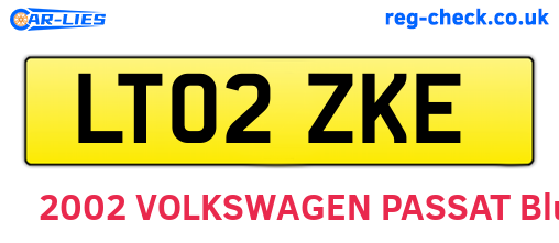 LT02ZKE are the vehicle registration plates.